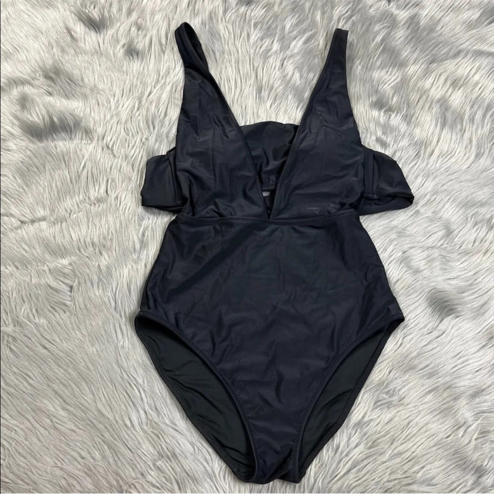 Aerie Black Layered One Piece Swimsuit Size Small LONG